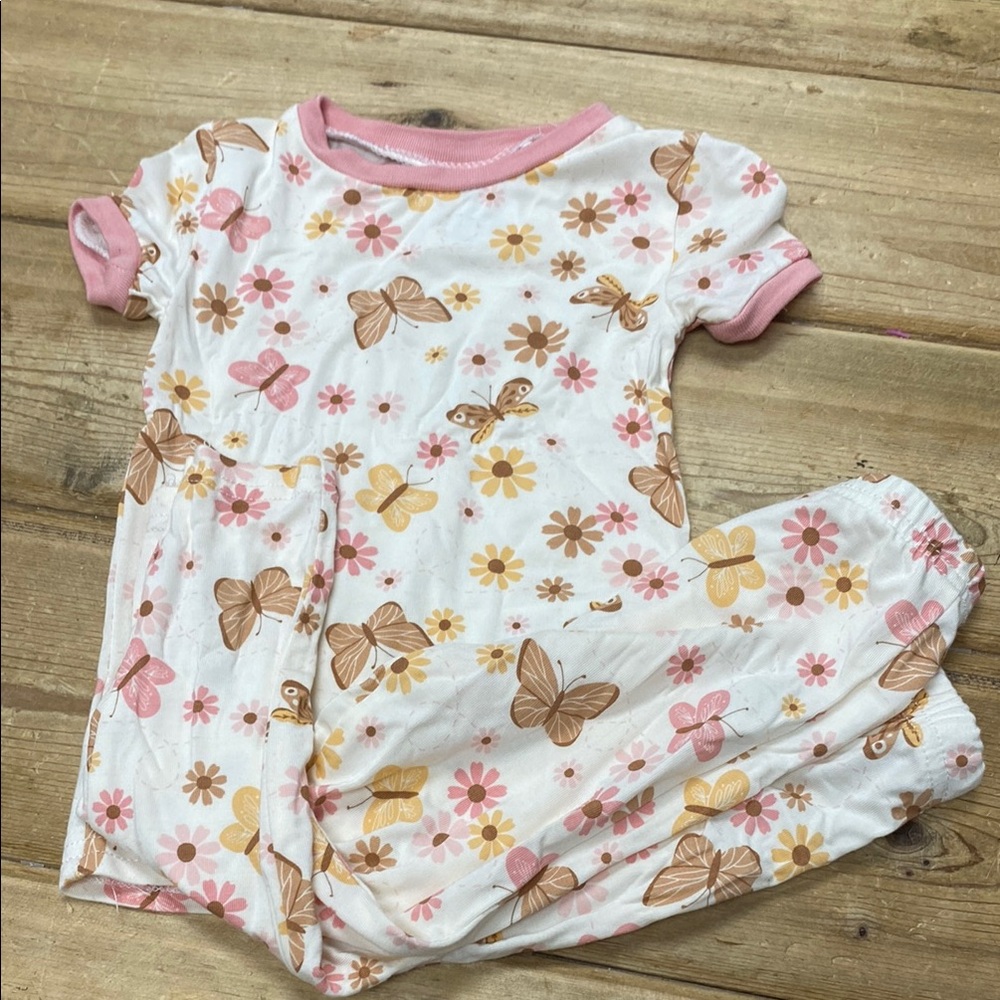 Pink and White Floral Pajama Set with Soft Cotton Comfort
